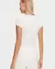 Guess Kadın Krem Logolu T-Shirt
