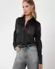 Guess Kadın Göğüs Cebi Taşlı Siyah Saten Gömlek