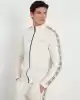 Guess Erkek Bej Yanları Logolu Fermuarlı Sweatshirt