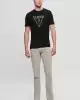 Guess Erkek Siyah Üçgen Logolu Nakış İşlemeli T-Shirt