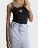 Calvin Klein Kadın Pamuklu Slim Fit Siyah İp Askılı Atlet