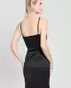 Guess Kadın Bodycon Eco Maelle Siyah Saten Mini Elbise