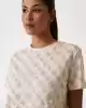 Guess Kadın Krem 4G Logolu T-Shirt