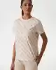 Guess Kadın Krem 4G Logolu T-Shirt