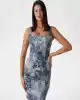 Guess Kadın Desenli Streç Denim Midi Elbise
