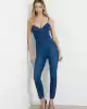 Guess Kadın Kalp Yaka Skinny Jean Mavi Tulum