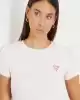 Guess Kadın Minimal Logolu Pembe T-Shirt