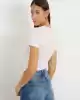 Guess Kadın Minimal Logolu Pembe T-Shirt