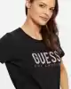 Guess Kadın Siyah Parıltılı Pullu Logolu Bej T-Shirt