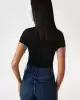 Guess Kadın Parlak Üçgen Logolu Siyah T-Shirt