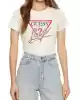 Guess Kadın Taşlı Love Logolu Beyaz T-Shirt