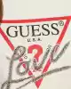 Guess Kadın Taşlı Love Logolu Beyaz T-Shirt
