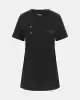 Guess Kadın Siyah Taşlı Dantel Logolu T-Shirt