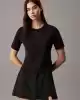 Calvin Klein Kadın Siyah Regular Fit Logolu Crop T-Shirt