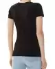 Guess Kadın Siyah Logo Baskılı Jarse V Yaka T-Shirt