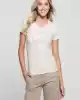 Guess Kadın Beyaz Logo Baskılı Jarse V Yaka T-Shirt
