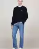 Tommy Jeans Erkek Yuvarlak Yaka İnce Siyah Kazak
