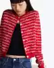 Tommy Hilfiger Kadın Tümü Logolu Kısa İnce Kırmızı Hırka