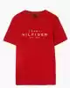 Tommy Hilfiger Erkek Kırmızı Logo Yuvarlak Yaka T-Shirt