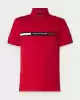 Tommy Hilfiger Erkek Kırmızı Polo Yaka Şerit Logo T-Shirt