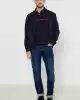 Tommy Hilfiger Erkek Lacivert Polo Yaka Şerit Logo T-Shirt