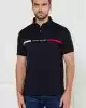 Tommy Hilfiger Erkek Lacivert Polo Yaka Şerit Logo T-Shirt
