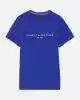 Tommy Hilfiger Erkek Mavi Slim Fit Logo Nakışlı T-Shirt