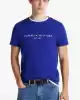 Tommy Hilfiger Erkek Mavi Slim Fit Logo Nakışlı T-Shirt
