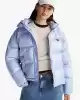 Tommy Hilfiger Kadın Mavi Parlak Kapşonlu Şişme Mont