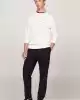 Tommy Hilfiger Erkek Logolu Bisiklet Yaka Beyaz Kazak