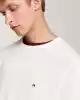 Tommy Hilfiger Erkek Logolu Bisiklet Yaka Beyaz Kazak