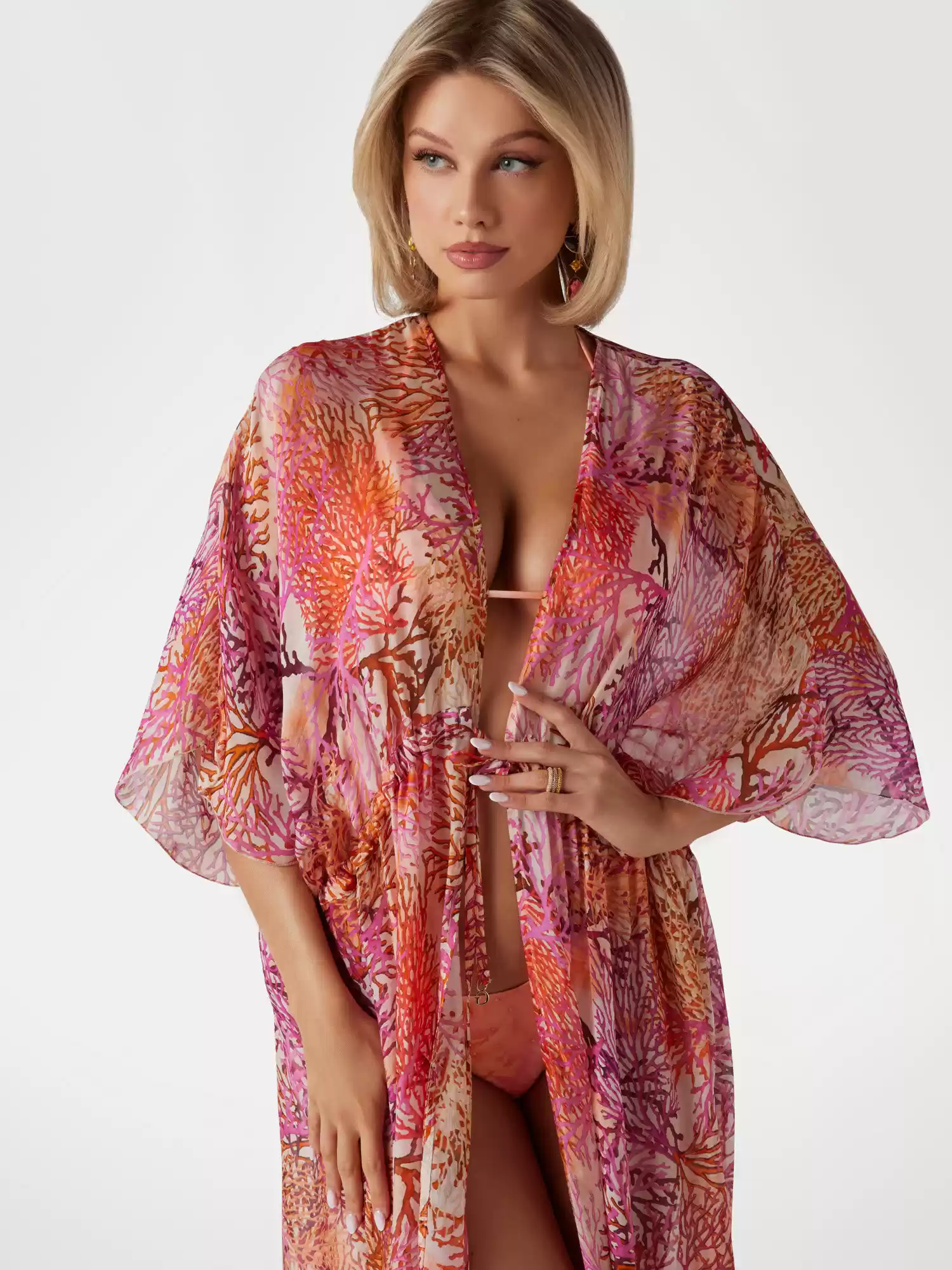 Guess Kadın Pembe Uzun Kimono