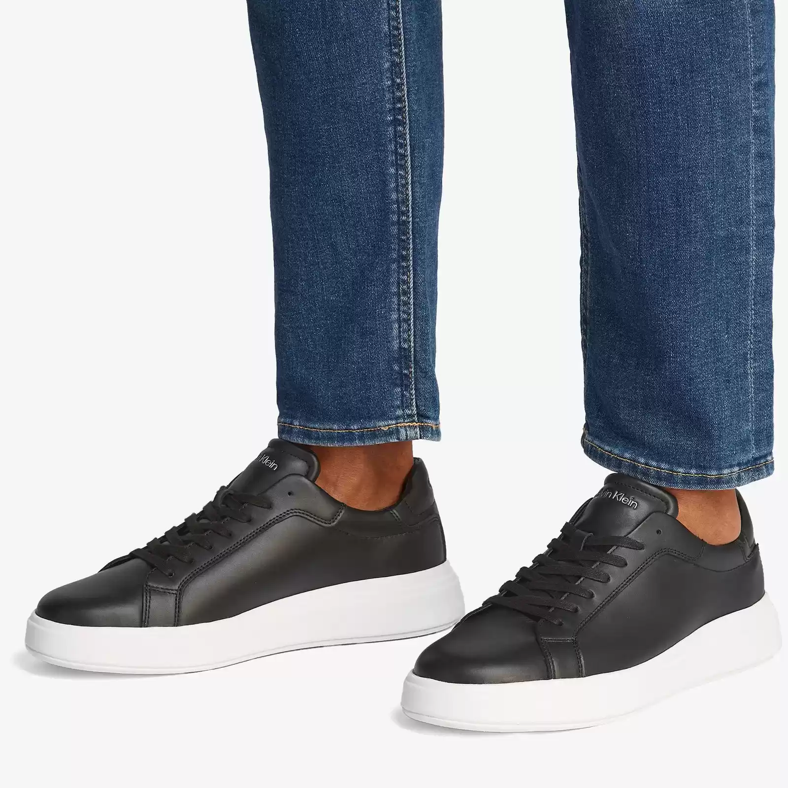 Calvin Klein Erkek Siyah Deri Sneaker