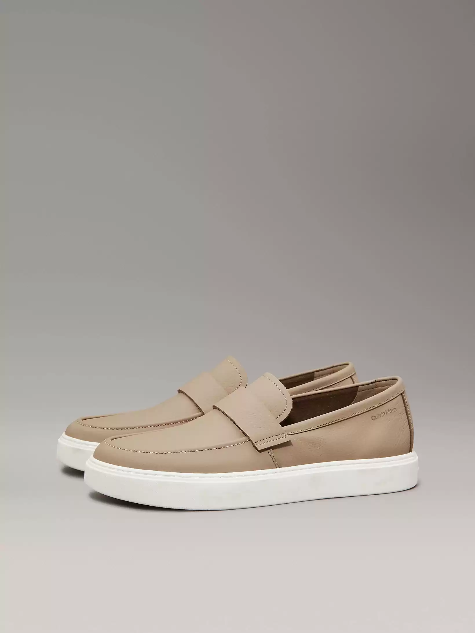 Calvin Klein Erkek   Bej  Deri Loafer