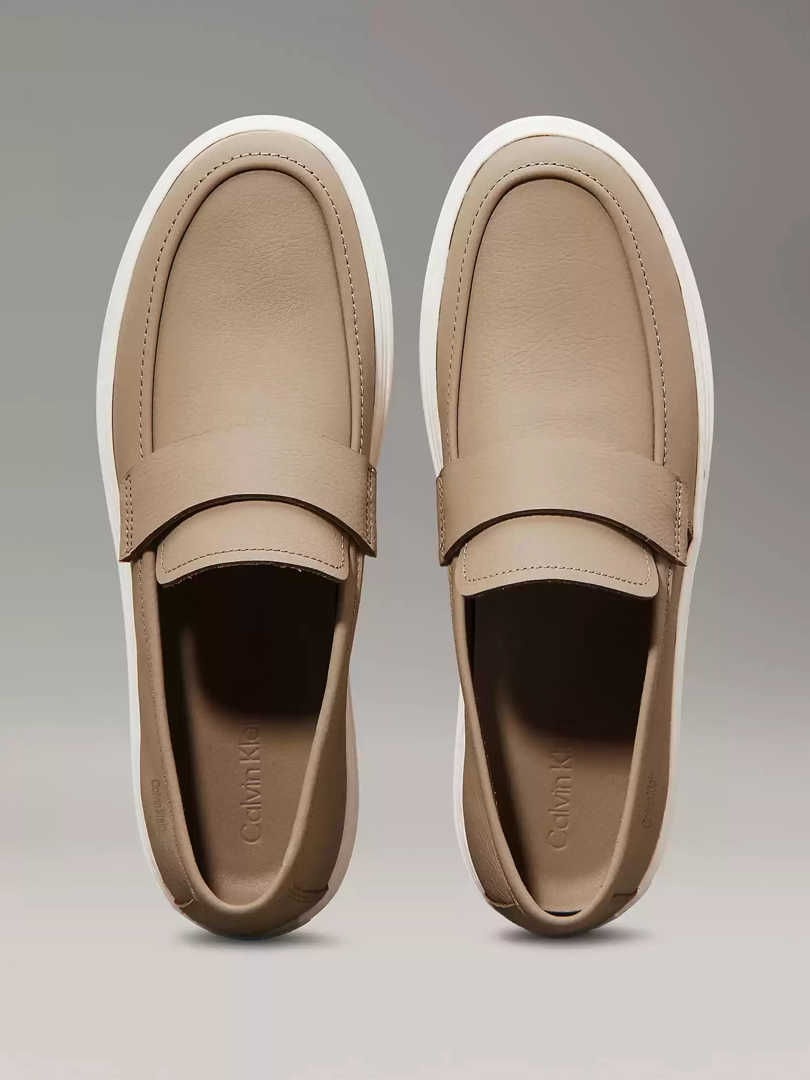 Calvin Klein Erkek   Bej  Deri Loafer