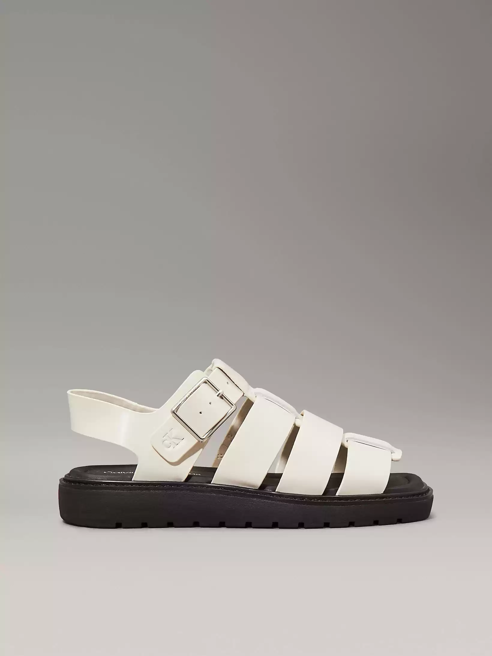 Calvin Klein Kadın Siyah-Beyaz  Deri Balıkçı Sandalet