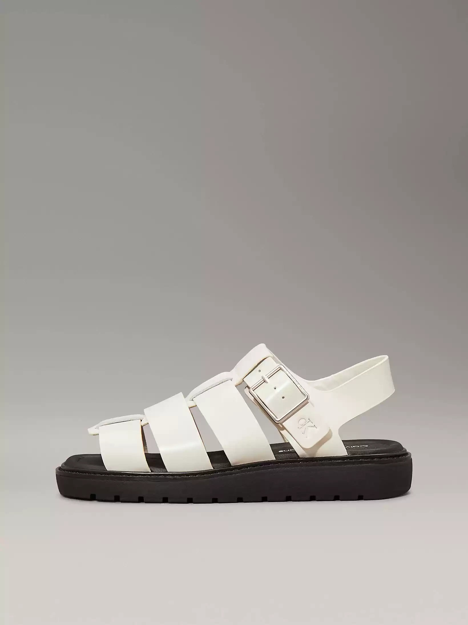 Calvin Klein Kadın Siyah-Beyaz  Deri Balıkçı Sandalet