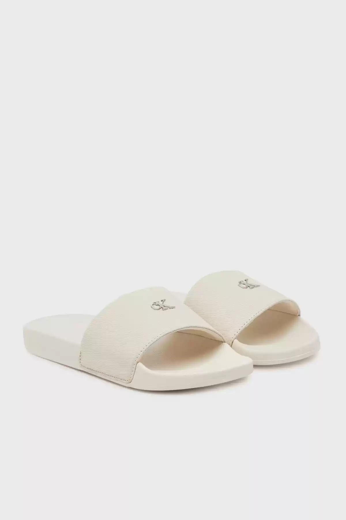 Calvin Klein Kadın Ekru  Ck Logolu Terlik