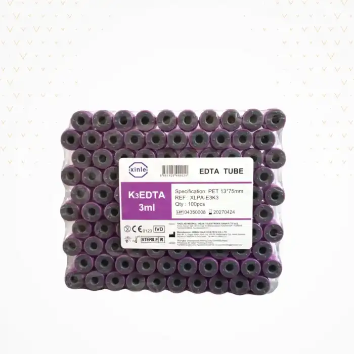 Vakumlu K3 Edtalı Tüp 3 ML (Mor Kapak) 100lü Paket