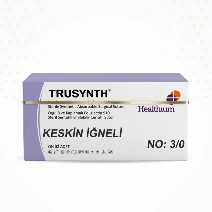 Trusynth PGA Sütür 75cm Keskin (Emilebilir) No: 3/0 12li Kutu