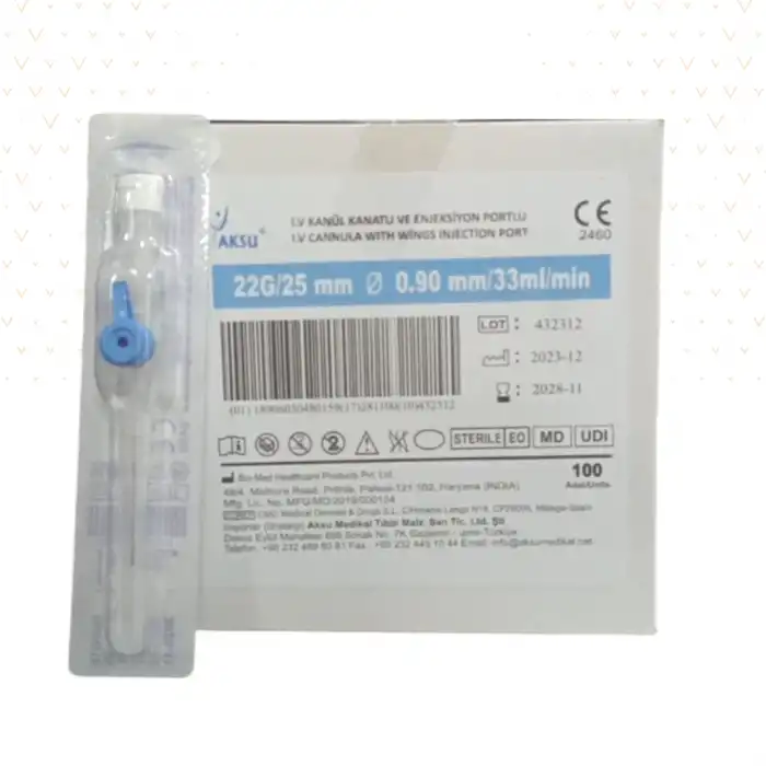 Aksu Branül (İntraket) Mavi 22G 100lü Kutu