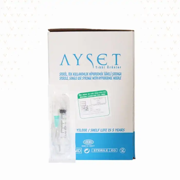 Ayset 2 ml 3 Parça (Contalı) Kısa Yeşil Uçlu Veteriner Enjektörü 300lü Paket