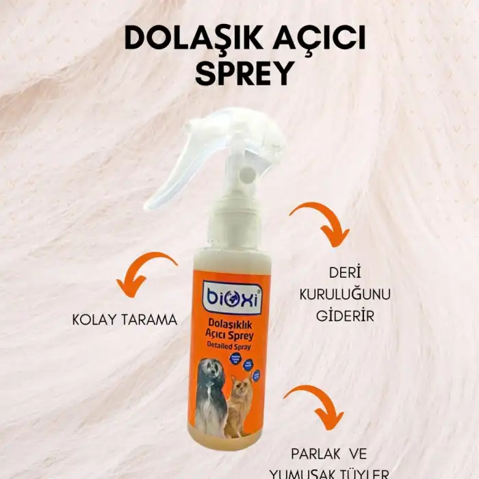 Bioxi Dolaşıklık Açıcı Sprey 100 ml | Kedi ve Köpek Tüy Bakım Ürünü