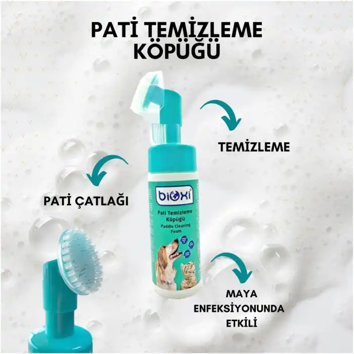 Bioxi Kedi Köpek Pati Temizleme Köpüğü 150 ml (Ucu Fırçalı Köpük)