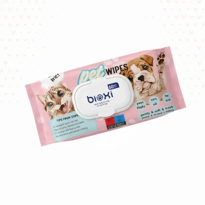 Bioxi Pet Wipes (Günlük Temizlik Islak Mendil) Kapaklı -  60lı Paket