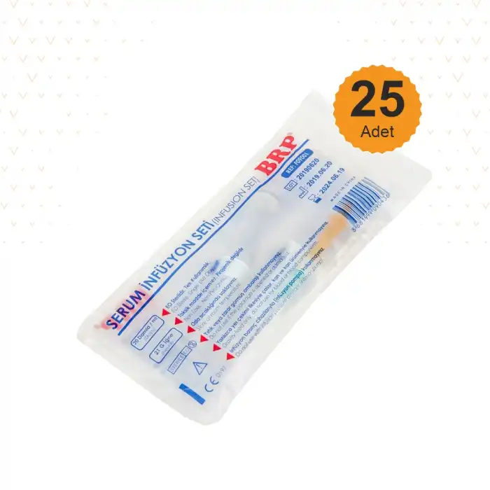 BRP Serum Seti (İnfüzyon Seti) Kilitli (Vidalı Uç) Yeşil Uçlu 25li Paket