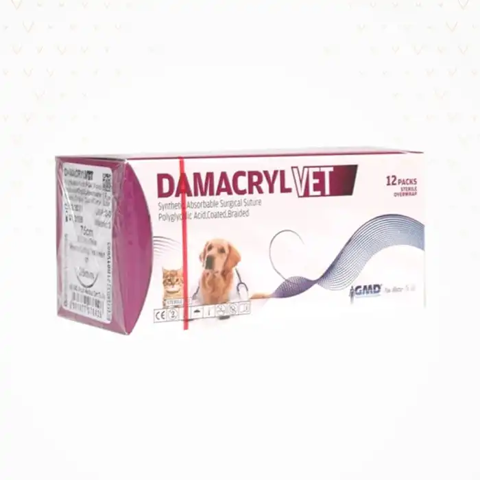 Damacryl-Vet Cerrahi PGA (Emilebilir) İplik 75 CM  Keskin İğneli 12li Paket No: 1