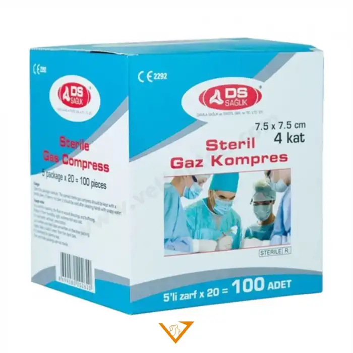 Damla Sağlık Steril Gaz Kompres 7,5cmx7,5cm (5li Zarf) 4 Kat - 100lü Kutu