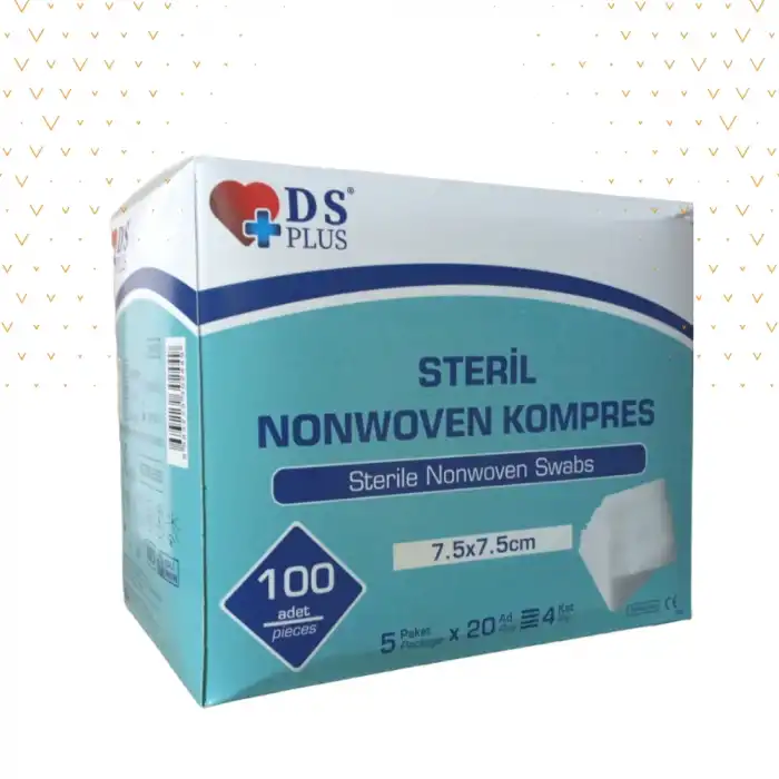 Damla Sağlık 7,5x7,5 Steril 5li 100lü Nonwoven Spanç