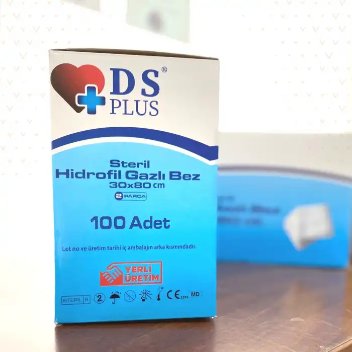 Damla Sağlık Steril Hidrofil Gazlı Bez 30x80 (2Parça) - 100lü Kutu